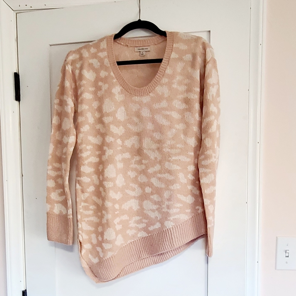 EUC Calvin Klein Asymmetrical Leopard Sweater